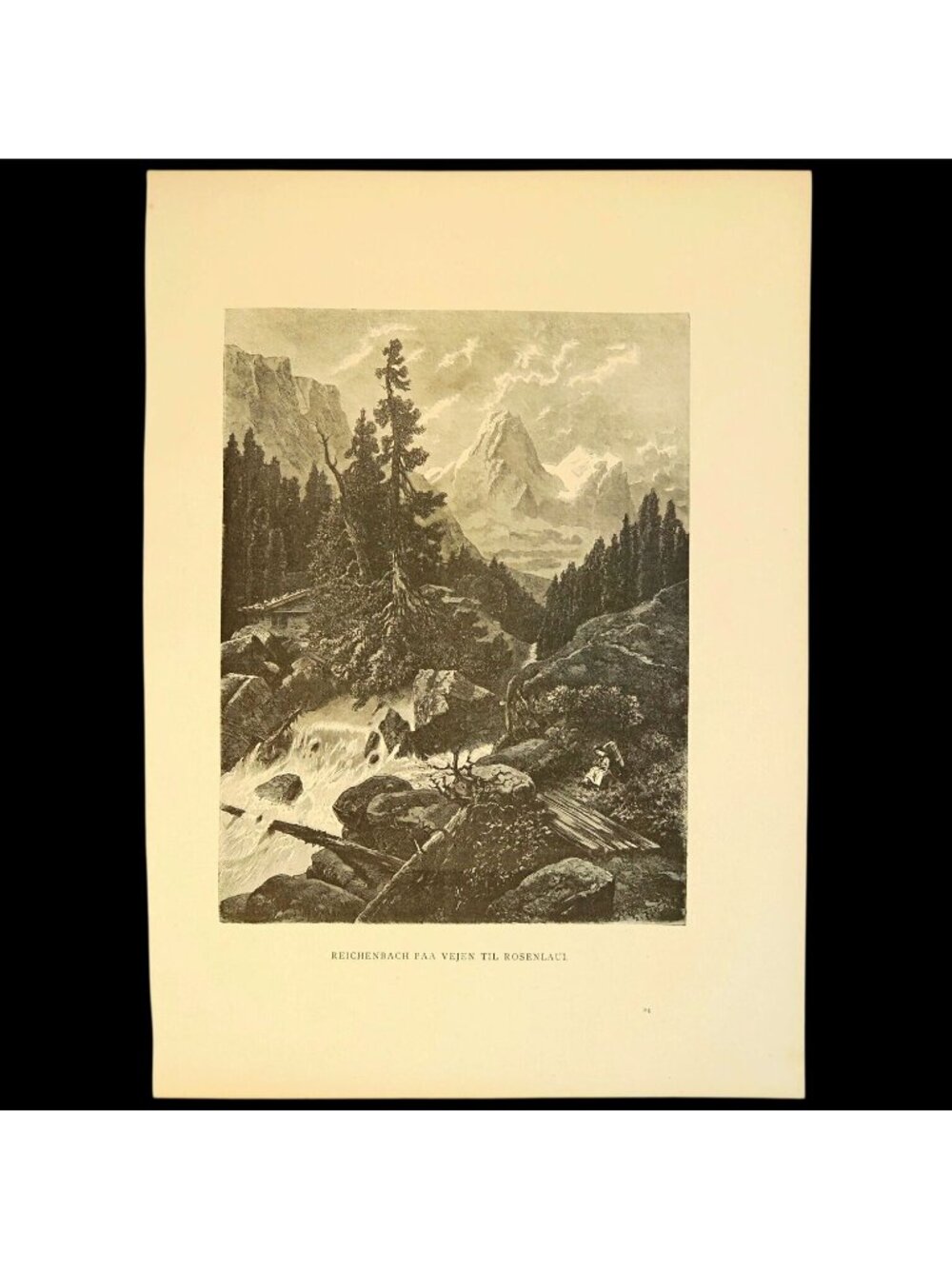 Reichenbach to Rosenlaui - 1883 Swiss Alpine Print - Antique Wood Engraving